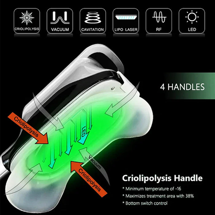 4 IN 1 Fat Freeze Cold Vacuum Cryolipolysis Cryotherapy Weight Loss Slimming Machine Body Sculpting Cavitation RF Machine