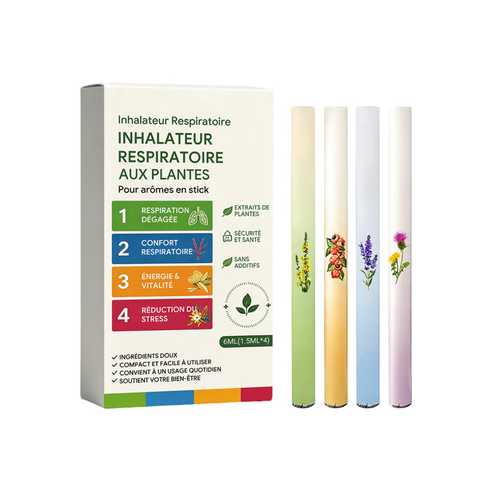 4-in-1 Plant Aromatherapy Nasal Inhaler Set - Mint, Citrus, Floral & Herbal Blends (4 x 1.5 ml)