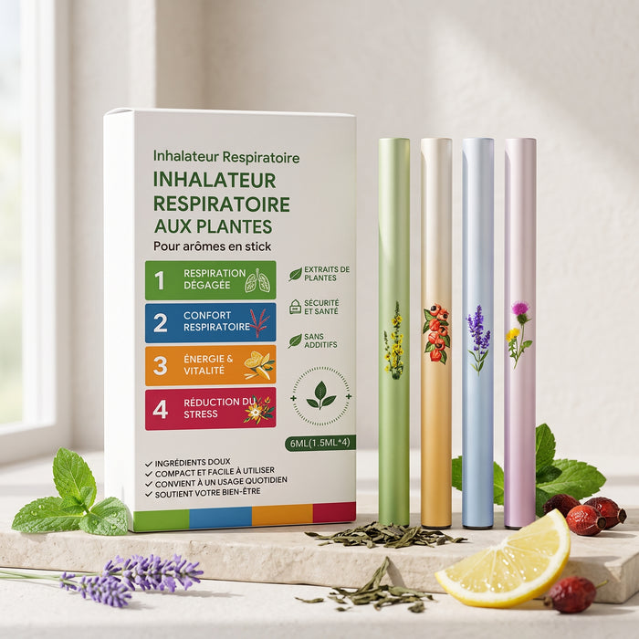 4-in-1 Plant Aromatherapy Nasal Inhaler Set - Mint, Citrus, Floral & Herbal Blends (4 x 1.5 ml)