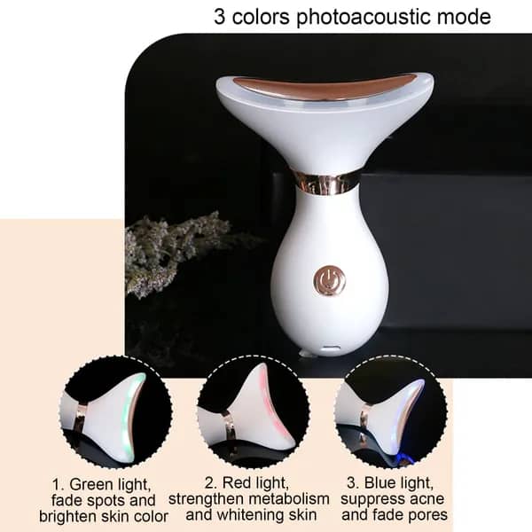 3-in-1 LED Neck Massager – Blue/Green/Red Light Therapy for Wrinkles, Firming & Detox