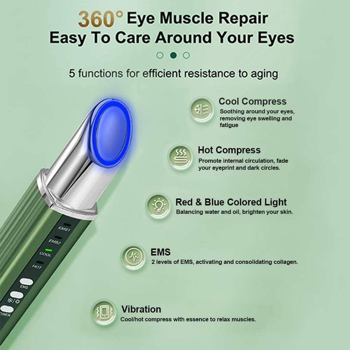 4-in-1 Microcurrent Eye Massager – Cold/Hot Therapy, Vibration & EMS for Wrinkles & Dark Circles