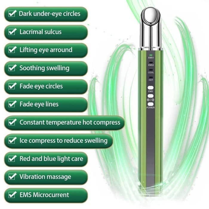 4-in-1 Microcurrent Eye Massager – Cold/Hot Therapy, Vibration & EMS for Wrinkles & Dark Circles
