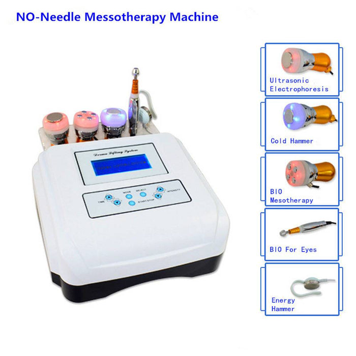 Needle Free Mesotherapy Ultrasonic Electrode Micro current  Led Photon Therapy Anti-aging Face Lifting Skin Care Cold Hammer