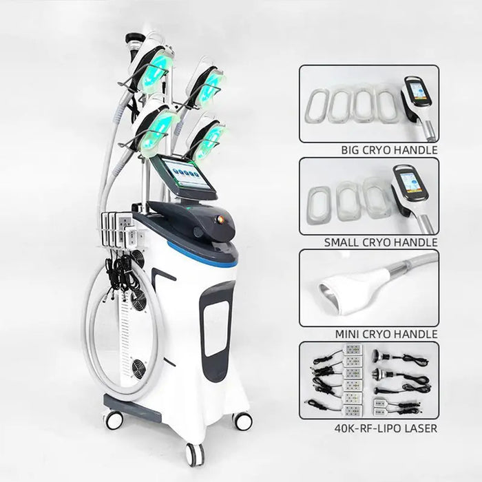 4 IN 1 Fat Freeze Cold Vacuum Cryolipolysis Cryotherapy Weight Loss Slimming Machine Body Sculpting Cavitation RF Machine