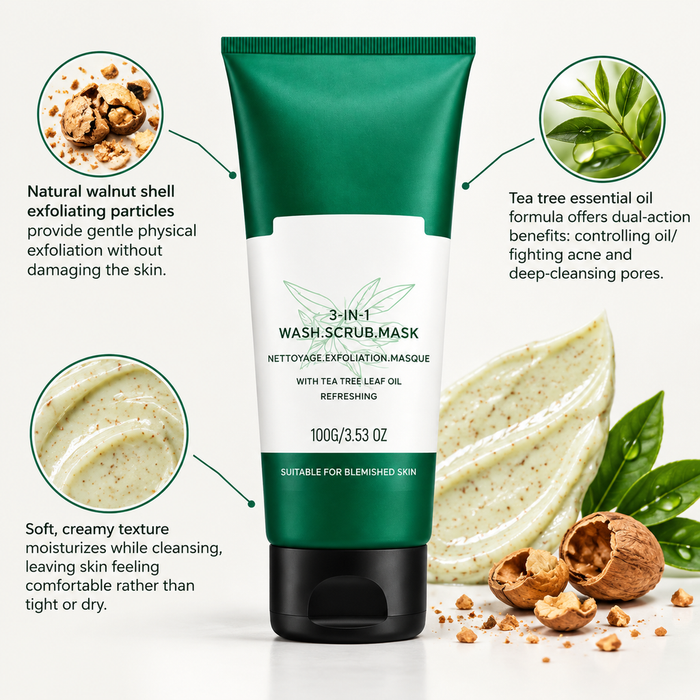 Tea Tree 3-in-1 Mask & Scrub — Cleanser, Exfoliator & Wash-Off Mask (100 g)