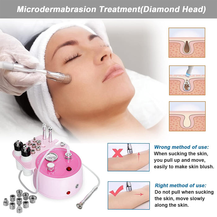 Pink 3 In1 Diamond Microdermabrasion Machine For Facial Skin Care Blackhead Removal With Spray