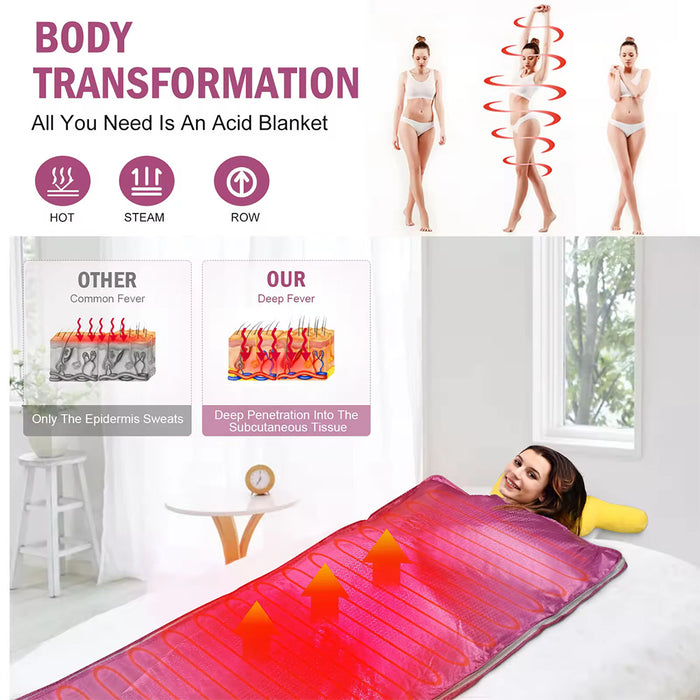 New Advantage Waterproof Far Infrared Sauna Blanket For Body Weight Loss Massage Infrared Sauna Blanket Wireless Control